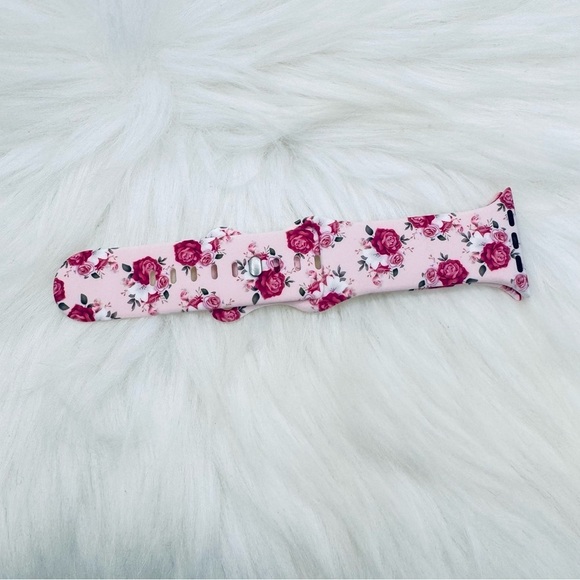 New Pink Roses Floral Design Apple Watch Bands  42mm 44mm 45mm 49mm - Picture 2 of 6